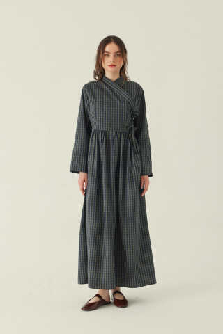 Double-Breasted Plaid Dress Khaki - 4