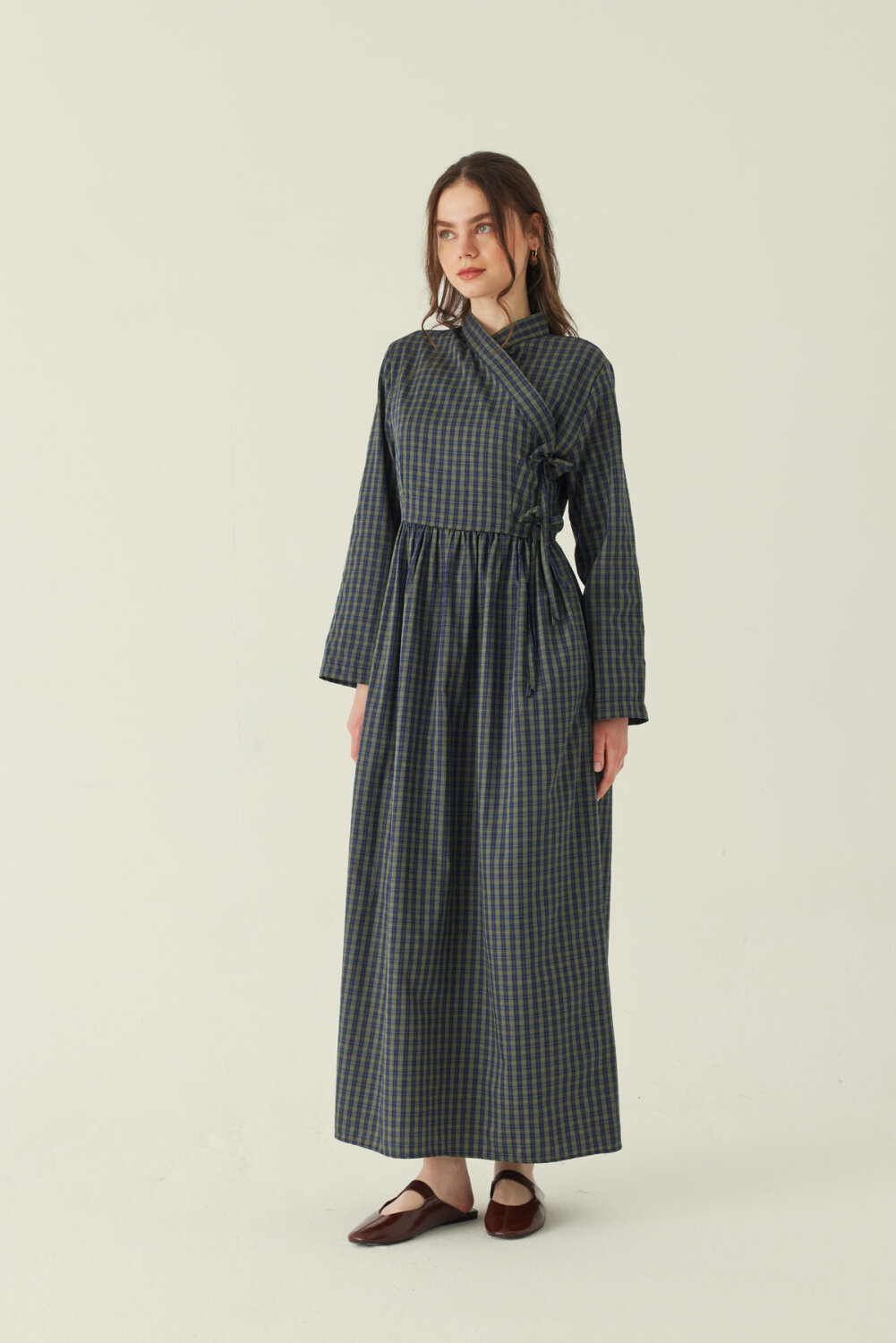 Double-Breasted Plaid Dress Khaki - 3