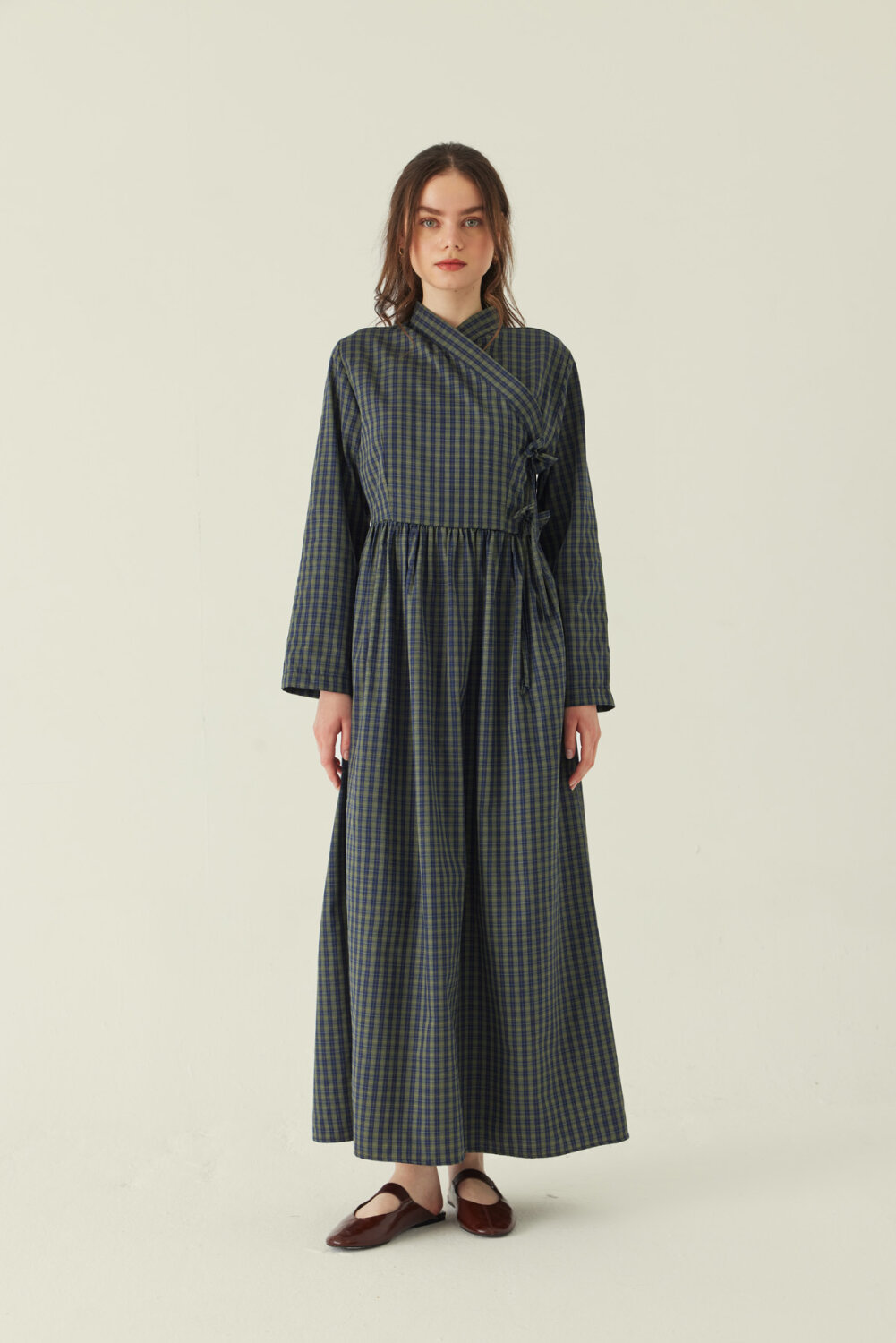 Double-Breasted Plaid Dress Khaki - 2