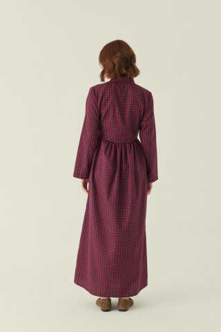 Double-Breasted Plaid Dress Red - 5