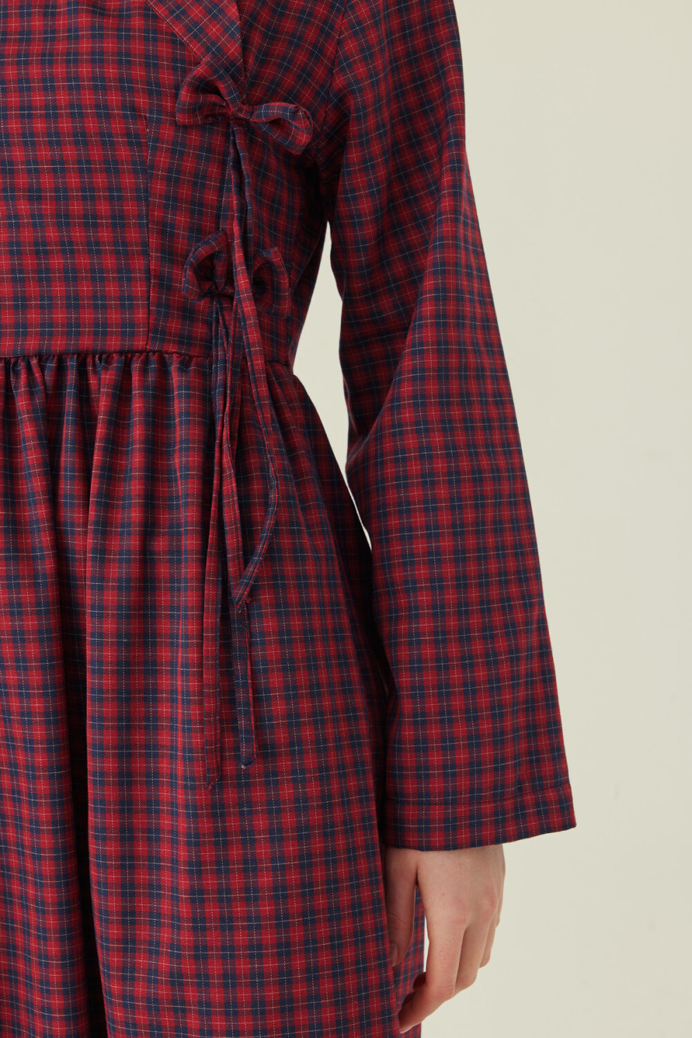 Double-Breasted Plaid Dress Red - 4