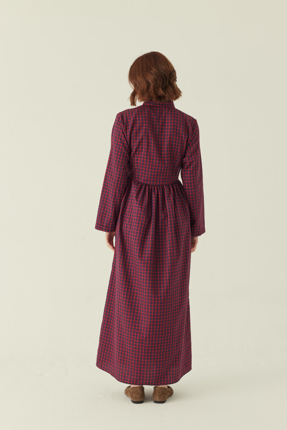 Double-Breasted Plaid Dress Red - 5