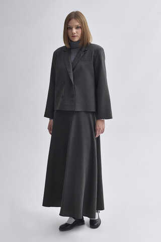 Double Breasted Short Blazer Jacket Anthracite - 3