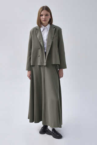 Double Breasted Short Blazer Jacket Sage Green - 1