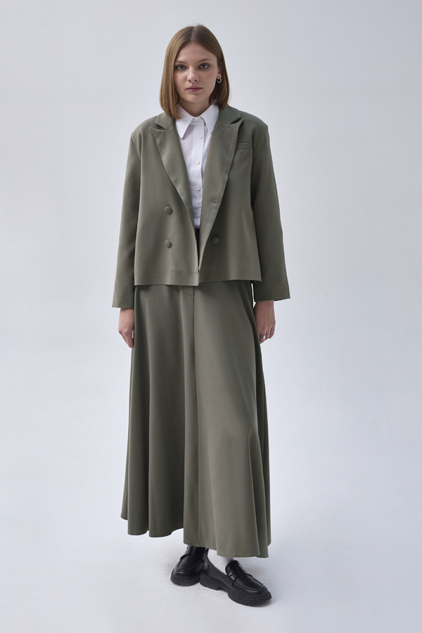 Double Breasted Short Blazer Jacket Sage Green 