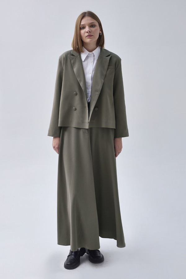 Double Breasted Short Blazer Jacket Sage Green - 2