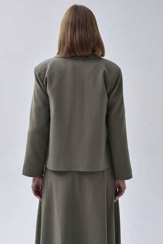 Double Breasted Short Blazer Jacket Sage Green - 9