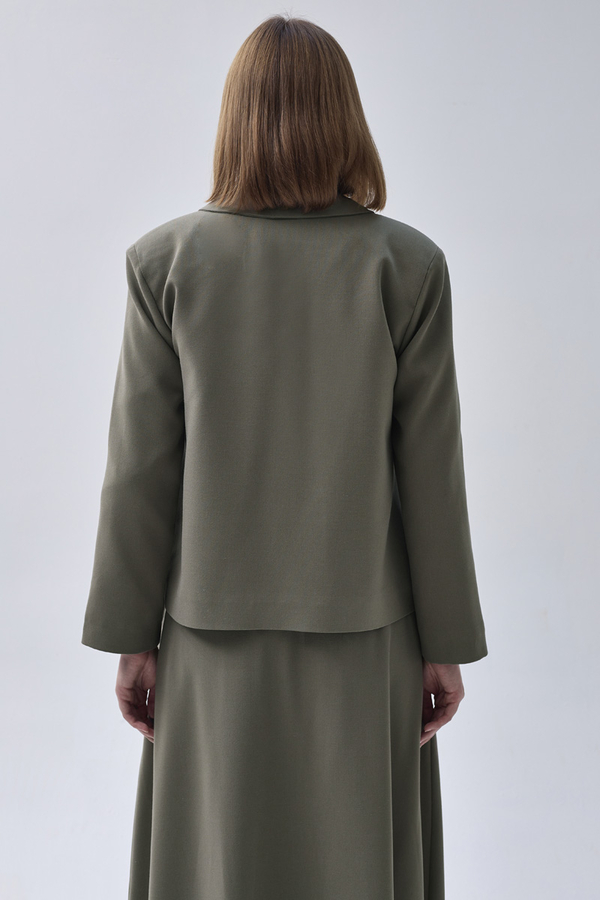 Double Breasted Short Blazer Jacket Sage Green - 9