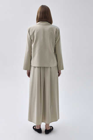 Double Breasted Short Blazer Jacket Stone - 6