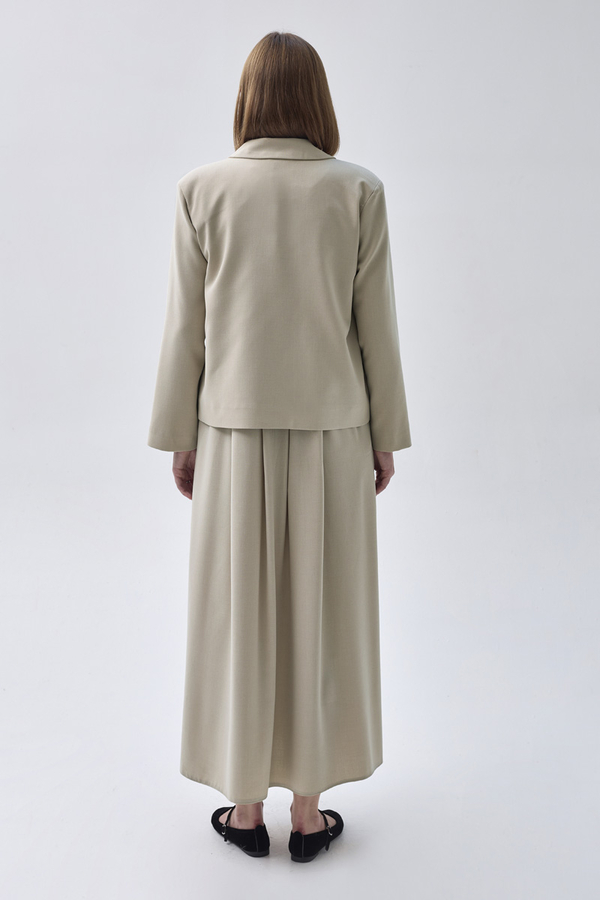 Double Breasted Short Blazer Jacket Stone - 6