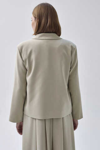 Double Breasted Short Blazer Jacket Stone - 7
