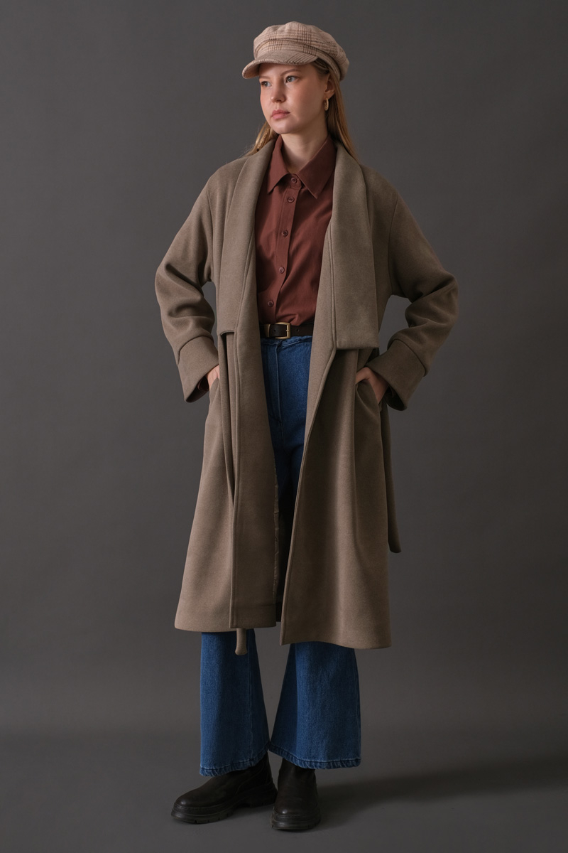 Double Breasted Wrap Coat Mink