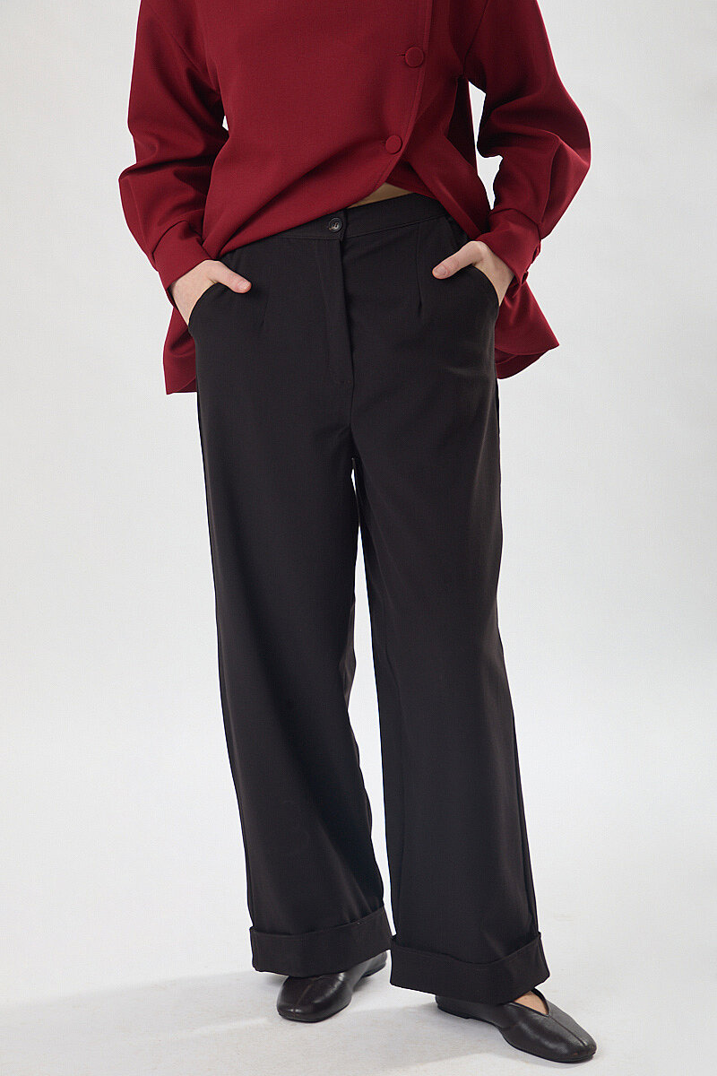 Double Paça Poliviskon Pantolon Kahve - 4
