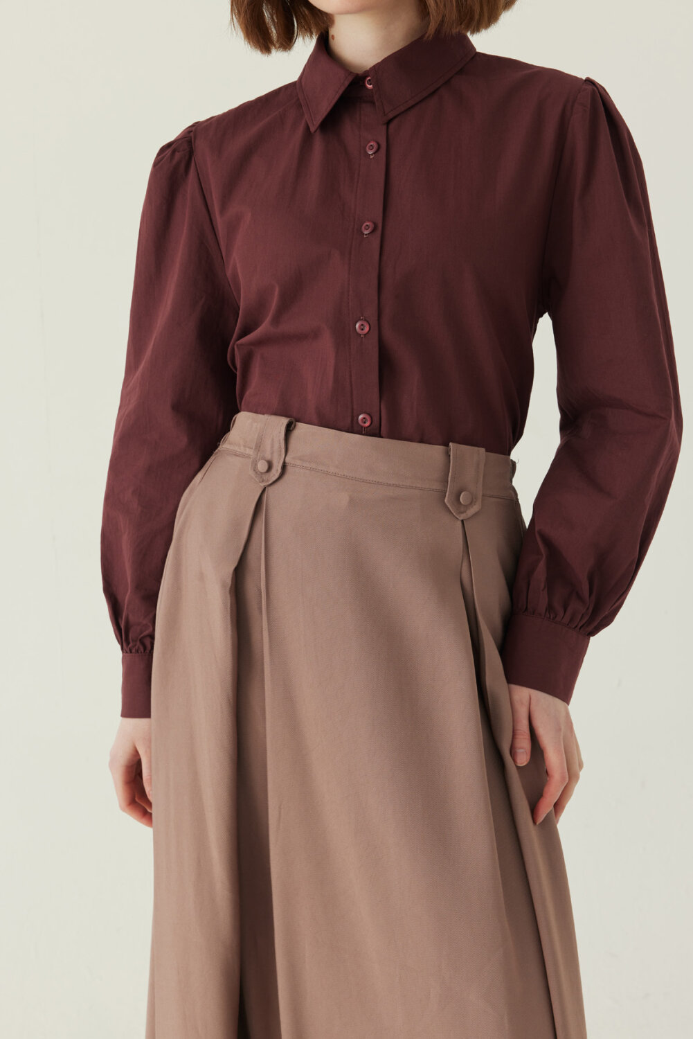 Double Pleated Tencel Skirt Mink - 2