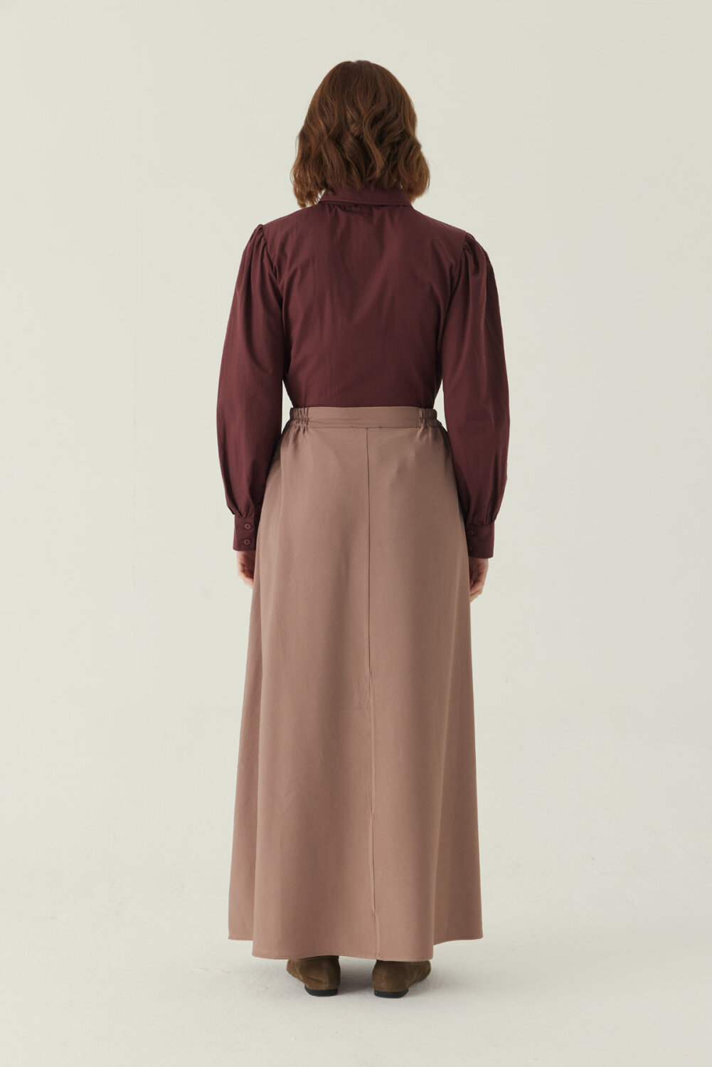 Double Pleated Tencel Skirt Mink - 3
