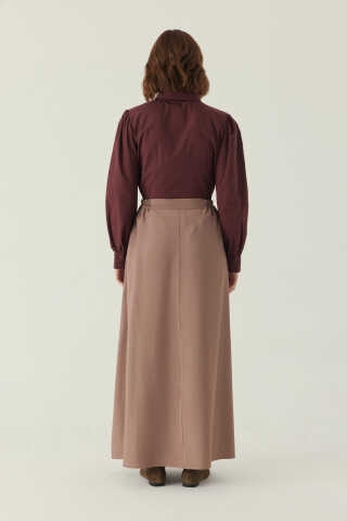 Double Pleated Tencel Skirt Mink - 3