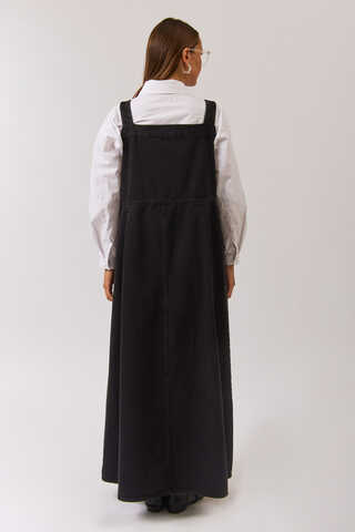 Double Pocket Denim Pinafore Black - 12