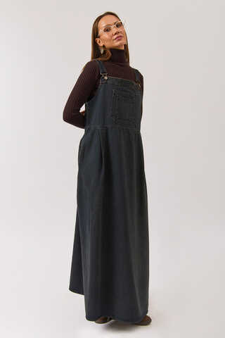 Double Pocket Denim Pinafore Dark Blue - 10