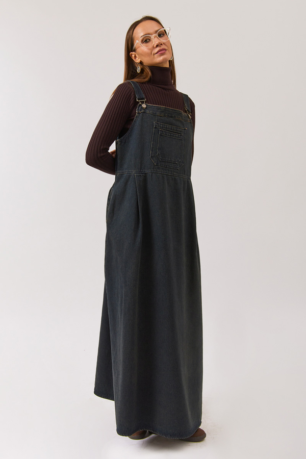 Double Pocket Denim Pinafore Dark Blue - 10