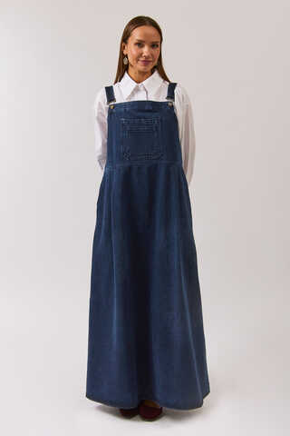 Double Pocket Denim Pinafore Light Blue - 6