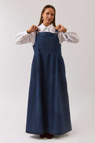 Double Pocket Denim Pinafore Light Blue - 7