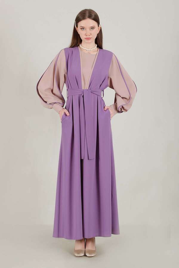 Dressed Abaya Suit Lilac - 1