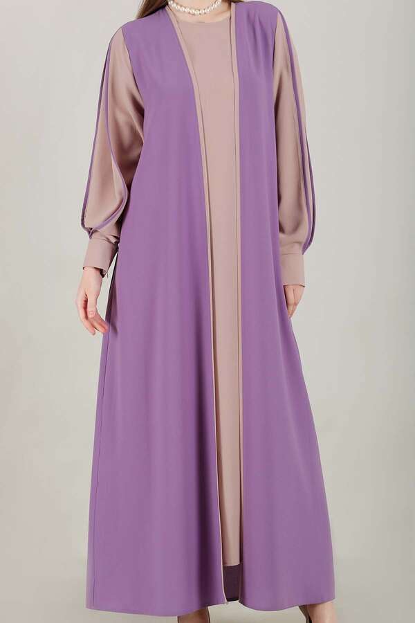 Dressed Abaya Suit Lilac - 4