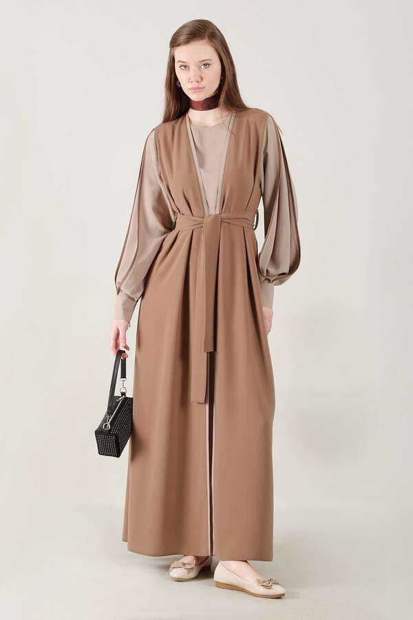 Dressed Abaya Suit Milky Brown - 1