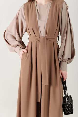 Dressed Abaya Suit Milky Brown - 2