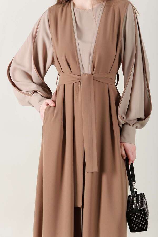 Dressed Abaya Suit Milky Brown - 2