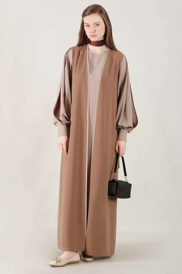 Dressed Abaya Suit Milky Brown - 3