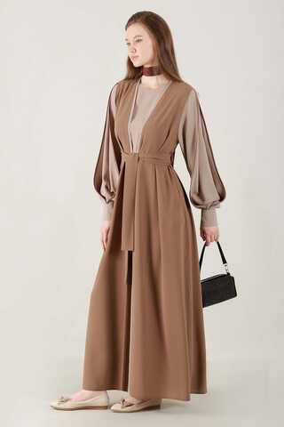 Dressed Abaya Suit Milky Brown - 4