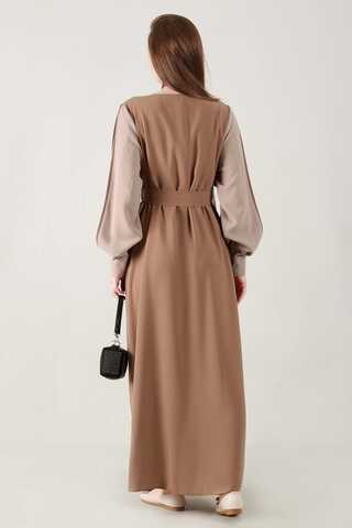 Dressed Abaya Suit Milky Brown - 5