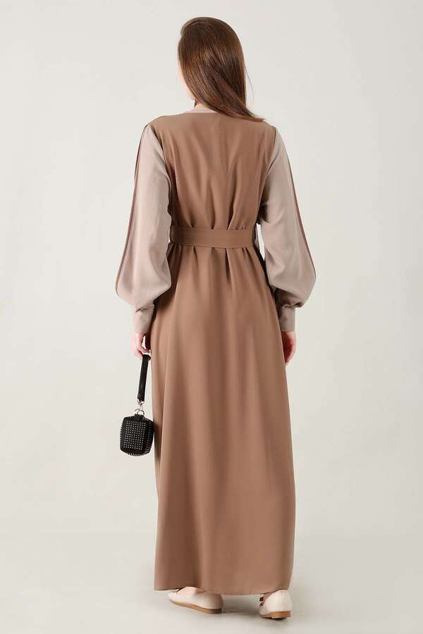 Dressed Abaya Suit Milky Brown - 5