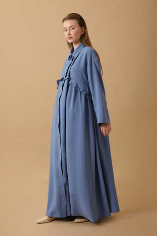 Dress with Frilled Yoke Detail Indigo - 2