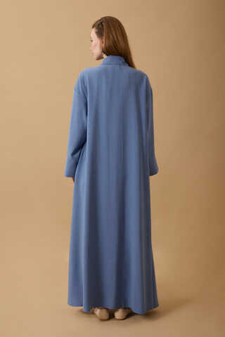 Dress with Frilled Yoke Detail Indigo - 6