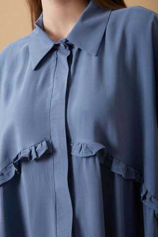 Dress with Frilled Yoke Detail Indigo - 5