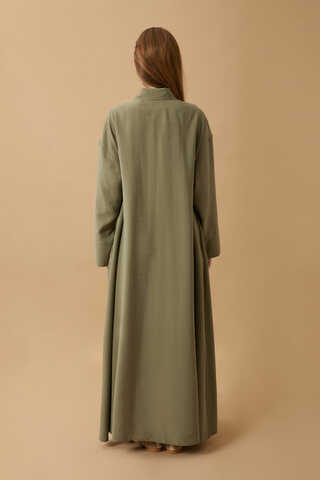 Robası Fırfır Detaylı Elbise Haki - 7