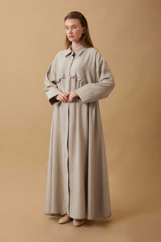 Dress with Frilled Yoke Detail Stone - 4