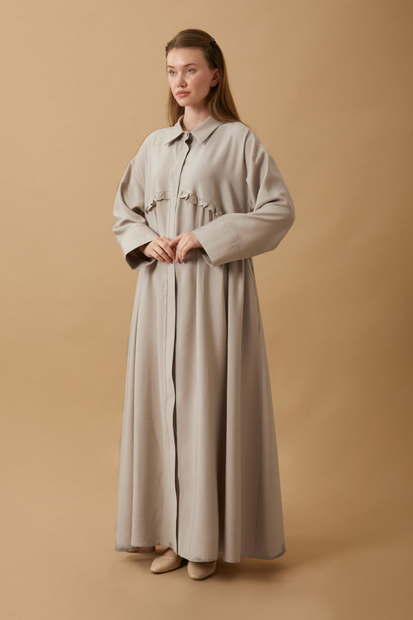 Dress with Frilled Yoke Detail Stone - 4