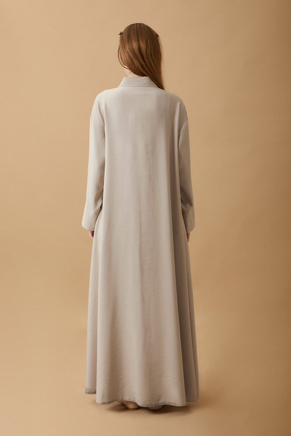 Dress with Frilled Yoke Detail Stone - 7