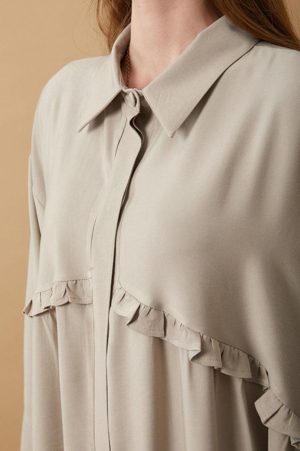 Dress with Frilled Yoke Detail Stone - 5