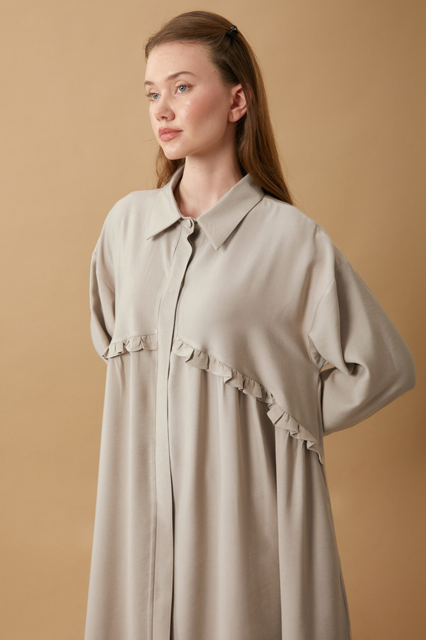Dress with Frilled Yoke Detail Stone 