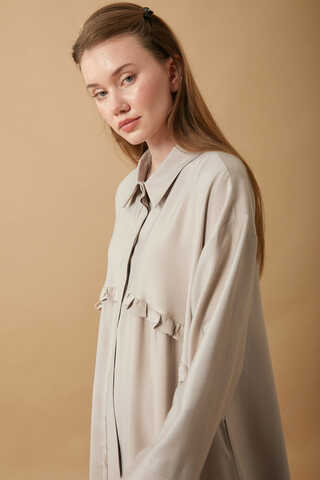 Dress with Frilled Yoke Detail Stone - 6