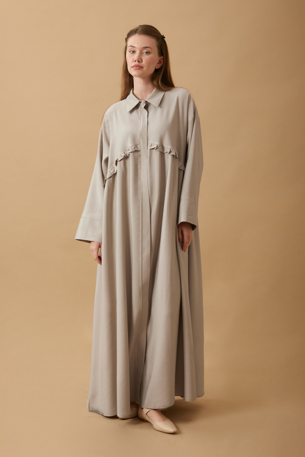 Dress with Frilled Yoke Detail Stone - 2
