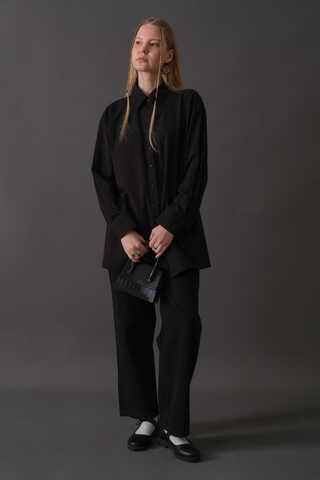 Drop-Shoulder Buttoned Shirt Black - 2