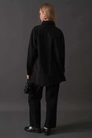 Drop-Shoulder Buttoned Shirt Black - 12