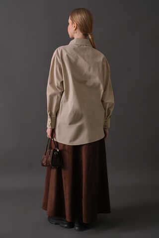 Drop-Shoulder Buttoned Shirt Stone - 18
