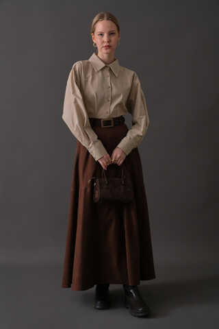 Drop-Shoulder Buttoned Shirt Stone - 9