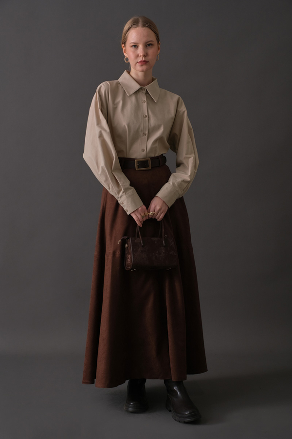 Drop-Shoulder Buttoned Shirt Stone - 9